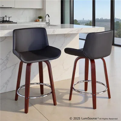 Ashley Lumisource Santi Counter Height Bar Stool (set Of 2) In Black