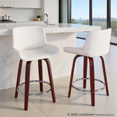 Ashley Lumisource Santi Counter Height Bar Stool (set Of 2) In White
