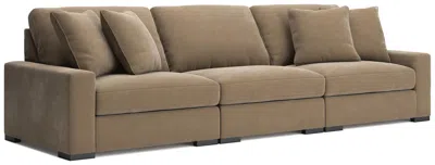 Ashley Luxe Calden Velvet 3-piece Modular Sectional Sofa In Sable