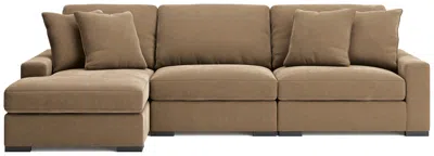Ashley Luxe Calden Velvet 3-piece Modular Sectional With Chaise In Sable