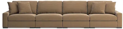 Ashley Luxe Calden Velvet 4-piece Modular Sectional In Sable