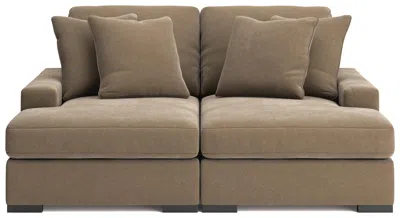 Ashley Luxe Calden Velvet Super Chaise In Brown