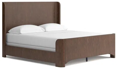 Ashley Luxe Neo California King Wingback Bed In Rich Brown