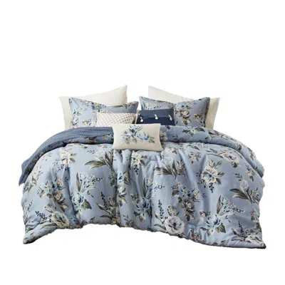 Ashley Madison Park Salara 7-piece Queen Comforter Set In Blue