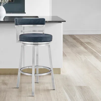 Ashley Madrid Counter Height Bar Stool In Blue