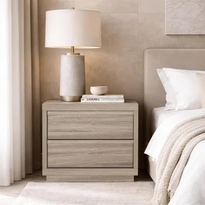 Ashley Manhattan Comfort Navis 26" 2 Drawer Nightstand In Neutral