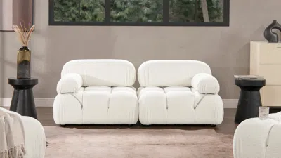 Ashley Marcel Bubble Boucle Modular 2-piece Loveseat Sofa In White