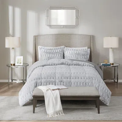 Ashley Margot Back Print Long Fur King/california King Comforter Mini Set In Gray
