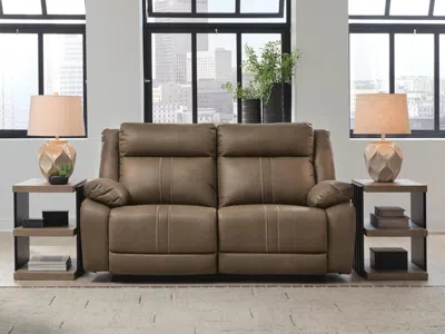 Ashley Max-media 2-piece Dual Power Reclining Modular Sectional Loveseat In Brown