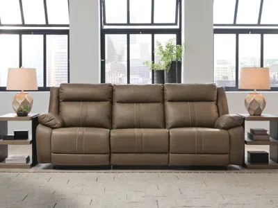 Ashley Max-media 3-piece Dual Power Reclining Modular Sofa In Brown