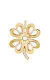 Ashley Mccormick 18k Yellow Gold 18k White Agate Clover Pendant
