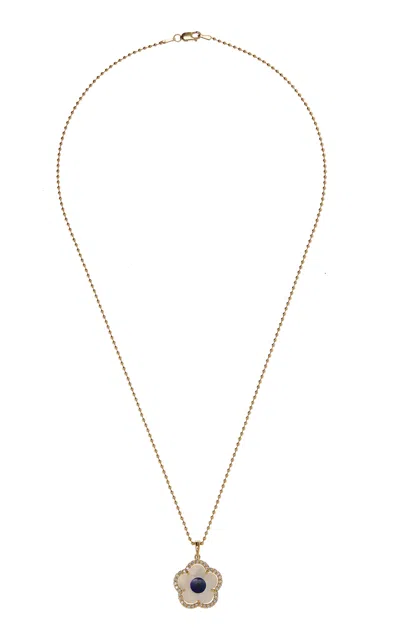 Ashley Mccormick 18k Yellow Gold Diamond And Mother Of Pearl Necklace In Blue