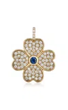 Ashley Mccormick 18k Yellow Gold; Diamond And Sapphire Clover Charm