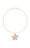Ashley Mccormick 18k Yellow Gold Diamond Starfish Pendant In Pink