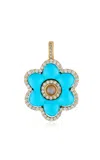 Ashley Mccormick 18k Yellow Gold Multi-stone Fleur Charm In Blue