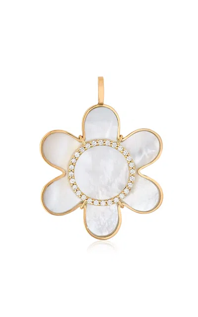 Ashley Mccormick 18k Yellow Gold Multi-stone Pendant In White