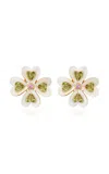 Ashley Mccormick 18k Yellow Gold Peridot Jolie Clover Stud Earrings In Gold