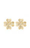 Ashley Mccormick 18k Yellow Gold White Agate Clover Stud Earrings