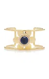 Ashley Mccormick Fleur 18k Yellow Gold Diamond And Sapphire Cuff In Blue