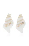 Ashley Mccormick Seashell 18k Yellow Gold Mother Of Pearl Diamond Earrings In White