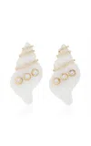 Ashley Mccormick Seashell 18k Yellow Gold Mother-of-pearl; Diamond Earrings In White