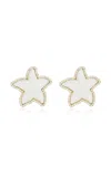 Ashley Mccormick Starfish 18k Yellow Gold Mother Of Pearl And Diamond Earrings