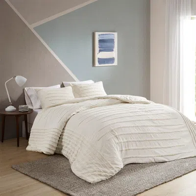 Ashley Mercer King/california King 3 Piece Chenille Duvet Cover Set In Neutral