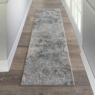 Ashley Michael Amini Ma90 Uptown 2'2" X 7'6" Grey Modern Indoor Rug In Gray
