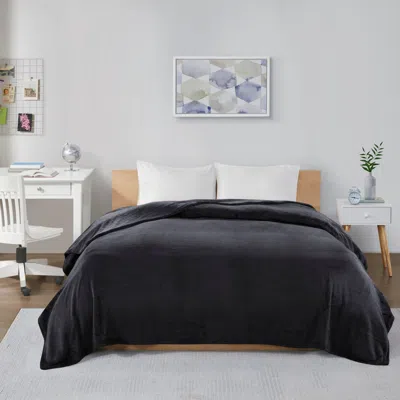 Ashley Microlight Plush Oversized Twin/twin Xl Blanket In Black