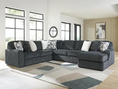 Ashley Midnight-madness 4-piece Sectional With Chaise In Blue