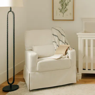 Ashley Million Dollar Baby Classic Crawford Pillowback Comfort Swivel Glider In Eco-performance Fabric- Wat In White