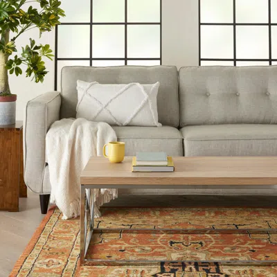 Ashley Mina Victory Life Styles Tufted Abstract Diamond Oblong Throw Pillow 14" X 24" White Indoor