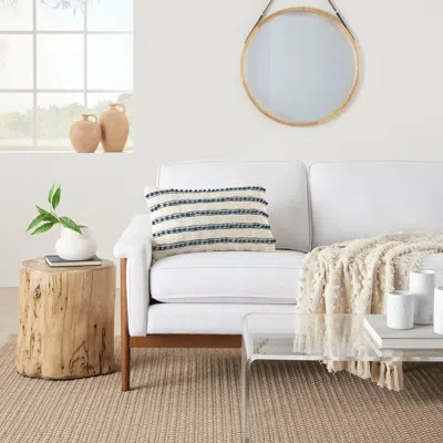 Ashley Mina Victory Woven Lines And Dots Indoor Throw Pillow In Neutral