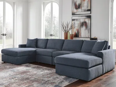 Ashley Modmax 4-piece Double Storage Chaise Sectional In Blue