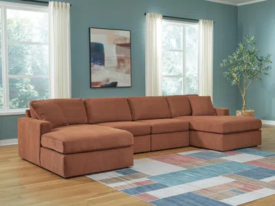 Ashley Modmax 4-piece Double Storage Chaise Sectional In Brown