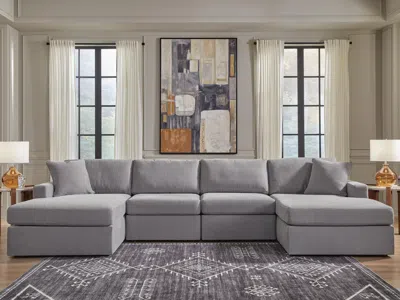 Ashley Modmax 4-piece Double Storage Chaise Sectional In Gray