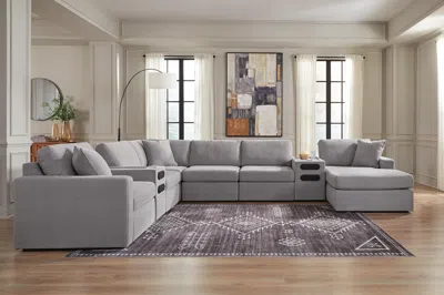 Ashley Modmax 8-piece Sectional With Storage Chaise And Audio Consoles In Gray