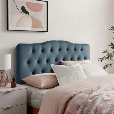 Ashley Modway Annabel Diamond Tufted Queen Headboard In Blue