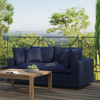 Ashley Modway Commix Outdoor Loveseat In Blue