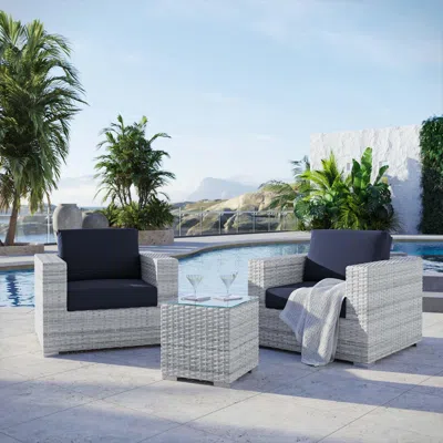 Ashley Modway Convene Outdoor Side Table And Armchair (set Of 2) In Gray