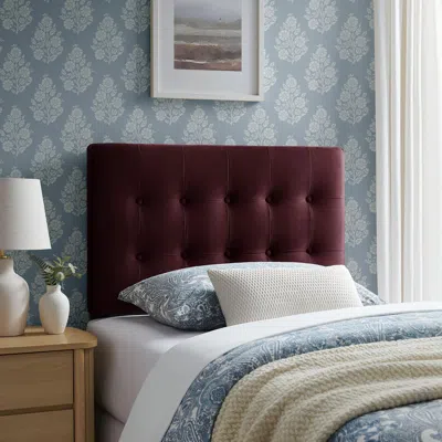 Ashley Modway Emily Tufted Twin Headboard In Burgundy