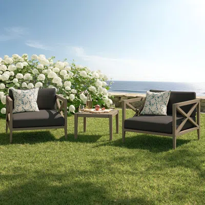 Ashley Modway Northlake Outdoor 2 Armchair And Side Table In Brown