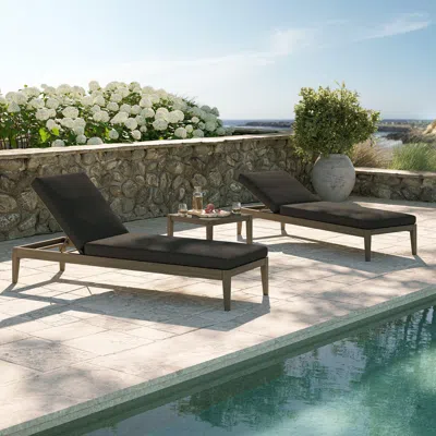 Ashley Modway Northlake Outdoor 2 Chaise Lounge And Side Table In Brown
