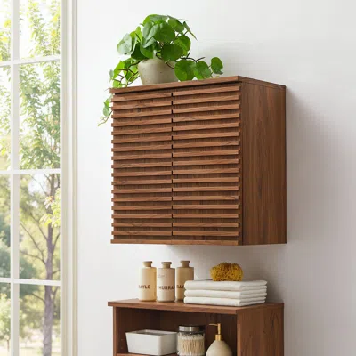 Ashley Modway Render Wall-mount Storage Cabinet In Brown