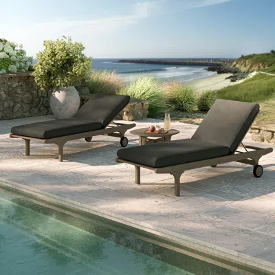 Ashley Modway Saratoga Outdoor 2 Chaise Lounge And Side Table In Gray