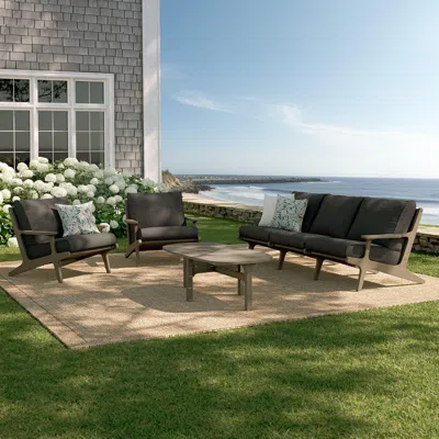 Ashley Modway Saratoga Outdoor Sofa And 2 Chairs With Coffee Table In Green