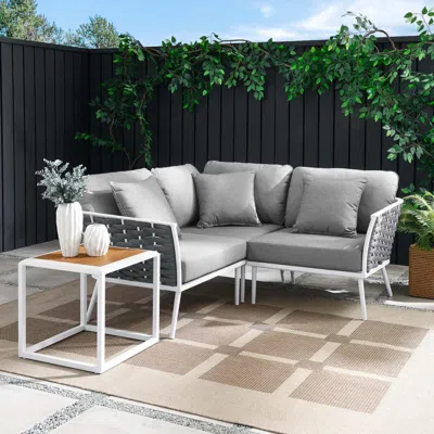 Ashley Modway Stance 4-piece Outdoor Sectional Set In Gray