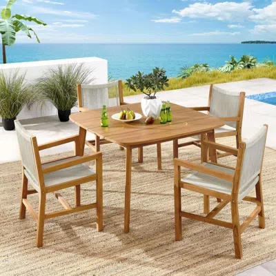 Ashley Modway Vienna Outdoor Dining Set With 4 Armchairs In Brown