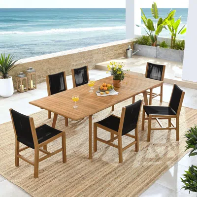 Ashley Modway Vienna Outdoor Dining Table And 6 Armless Chairs In Brown