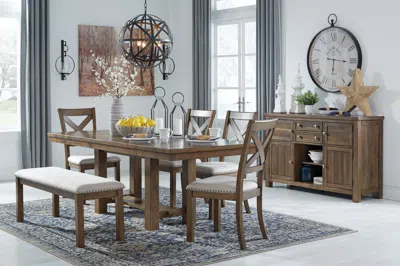 Ashley Moriville Dining Table And 4 Chairs Bench In Brown